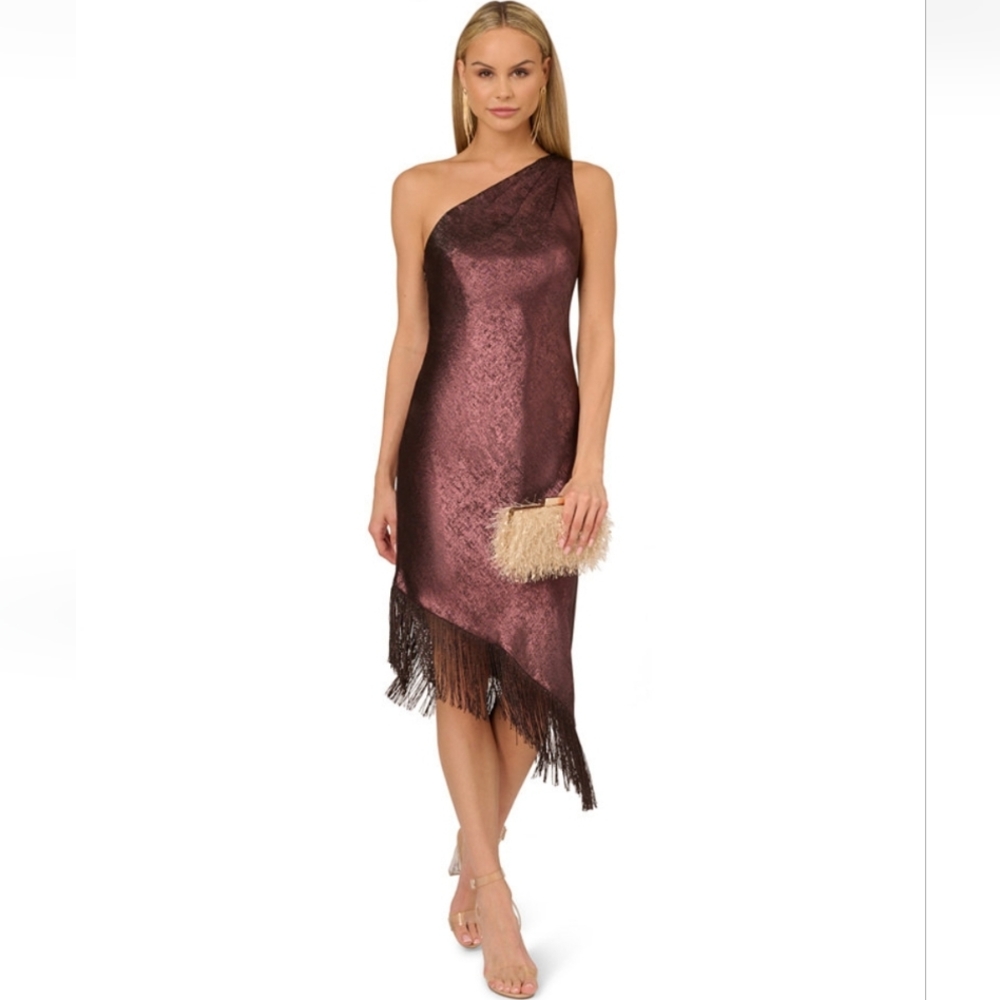 Adrianna Papell Women's Metallic One-Shoulder Dress